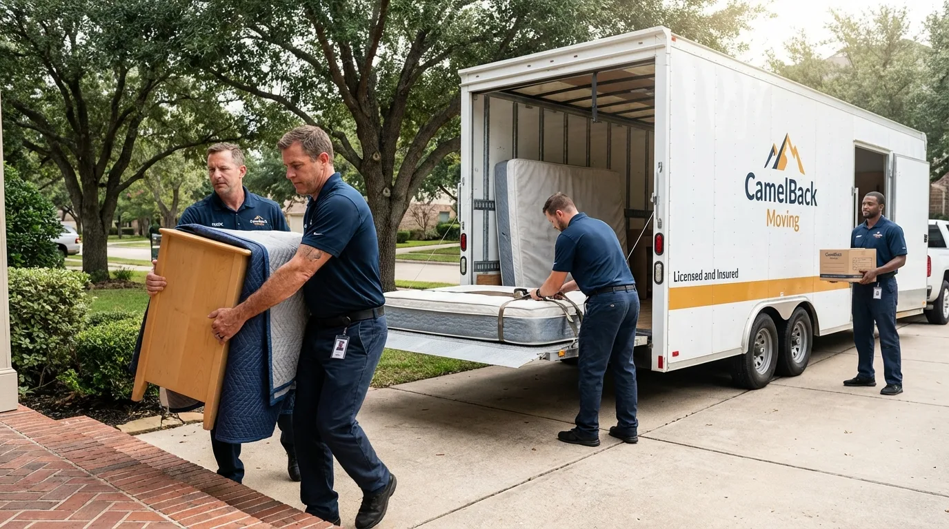 Crew loading residential truck for cross-state move from Halls, TN
