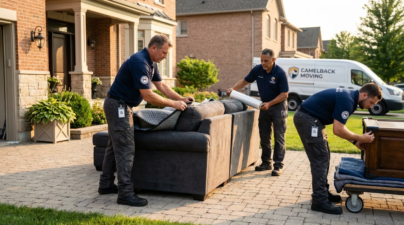 Large estate moving crew wrapping furniture in Halls, TN