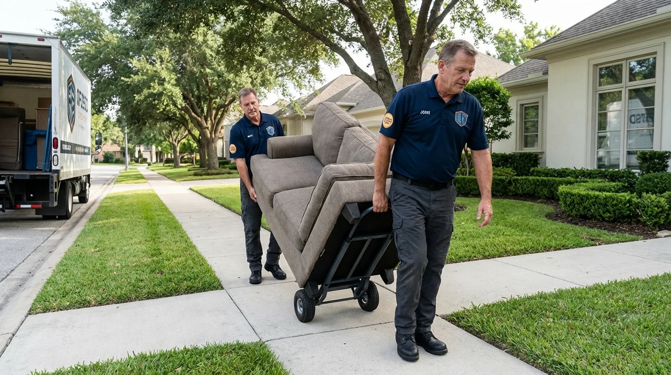 Local residential moving crew loading furniture in Halls, TN